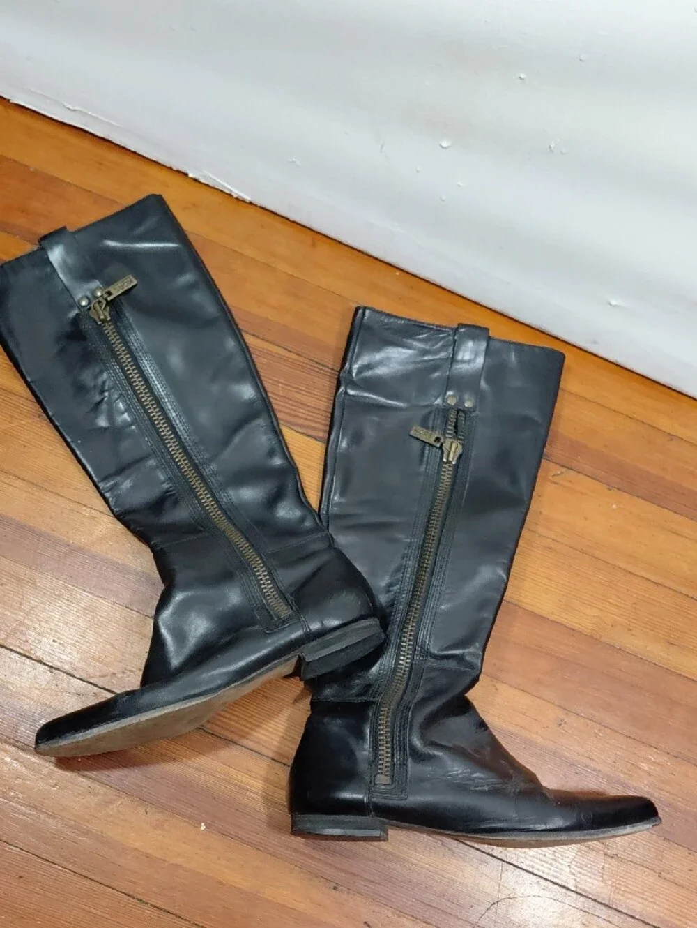 Michael Kors Black Leather Knee Length Side Zipper Riding Boots Size 8M